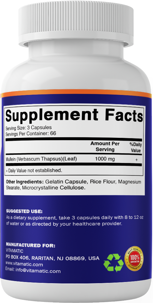Mullein Leaf 1000mg per Serving Capsules