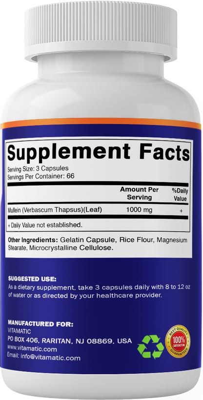 Mullein Leaf 1000mg per Serving Capsules