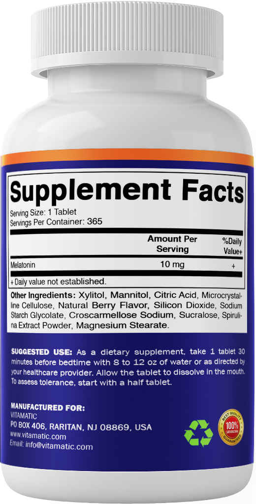 Vitamatic Melatonin 10mg Fast Dissolve, 365 Tablets