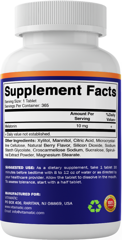 Vitamatic Melatonin 10mg Fast Dissolve, 365 Tablets