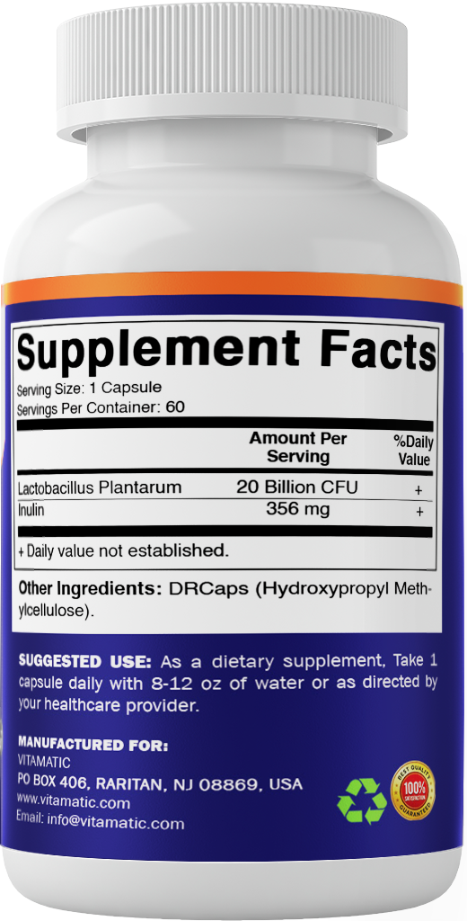 Lactobacillus Plantarum 20 Billion CFU, 60 DR Capsules