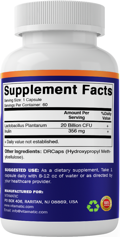 Lactobacillus Plantarum 20 Billion CFU, 60 DR Capsules