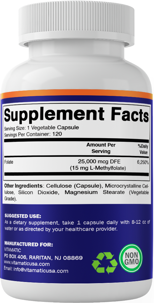 Methyl Folate 15 mg - 120 Vegetable Capsules