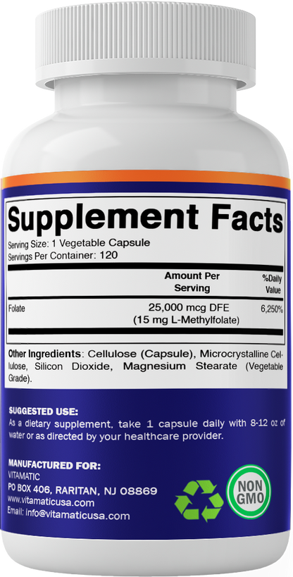 Methyl Folate 15 mg - 120 Vegetable Capsules