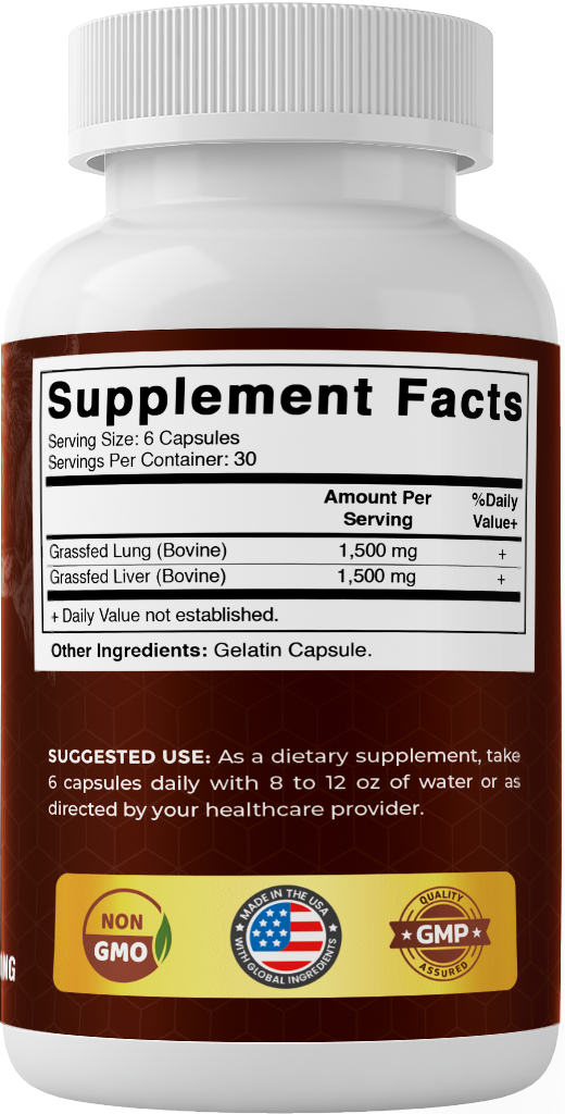 Vitamatic Grass Fed Beef Heart with Liver - 180 Capsules