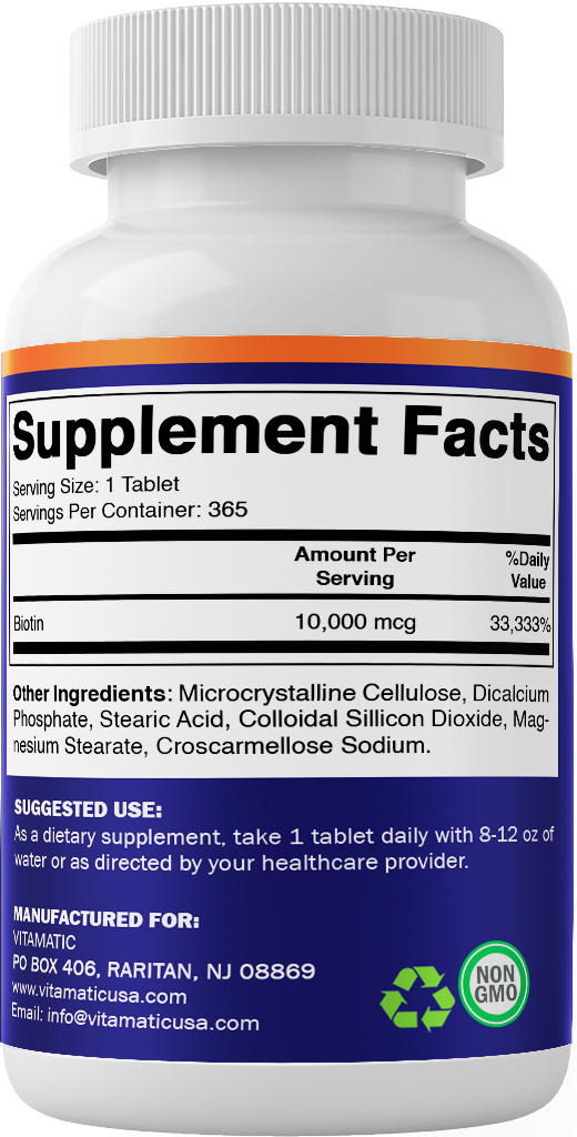 Biotin 10,000mcg - 365 Vegan Tablets