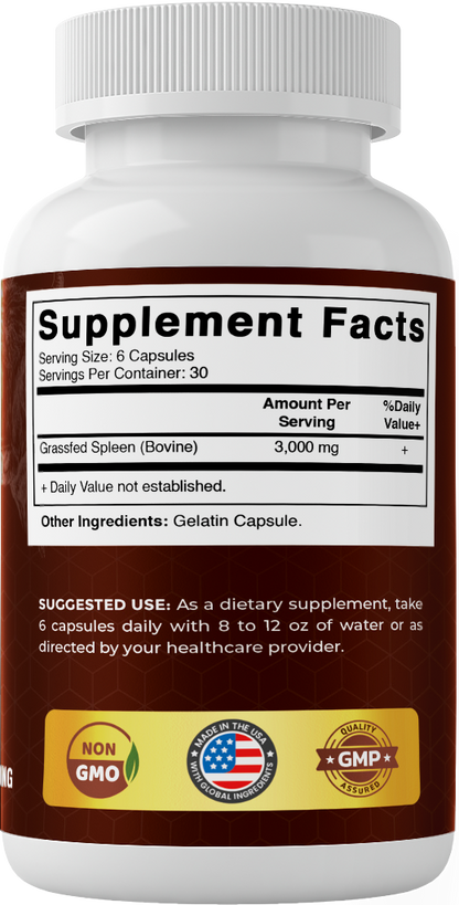 Vitamatic Grass-Fed Beef Spleen, 180 Capsules