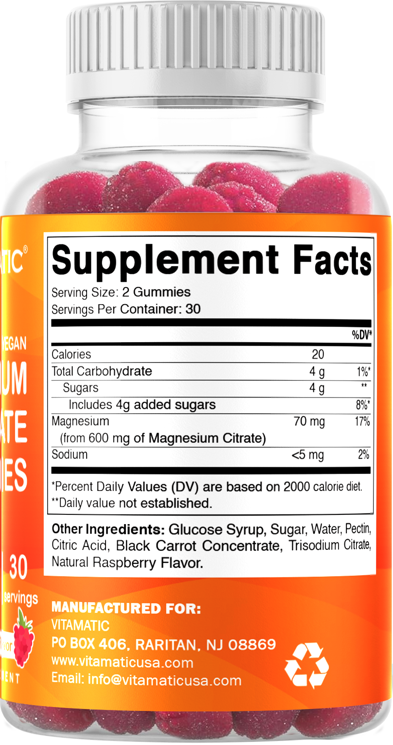 Magnesium Citrate 600mg 60 Vegan Gummies