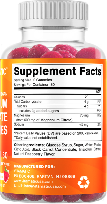 Magnesium Citrate 600mg 60 Vegan Gummies