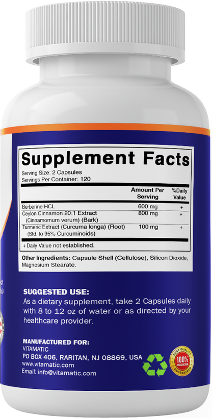 Berberine + Ceylon Cinnamon, 120 Capsules