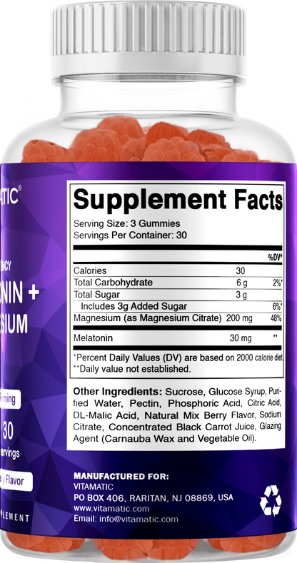 Vitamatic Melatonin 30mg with Magnesium 200mg Gummies