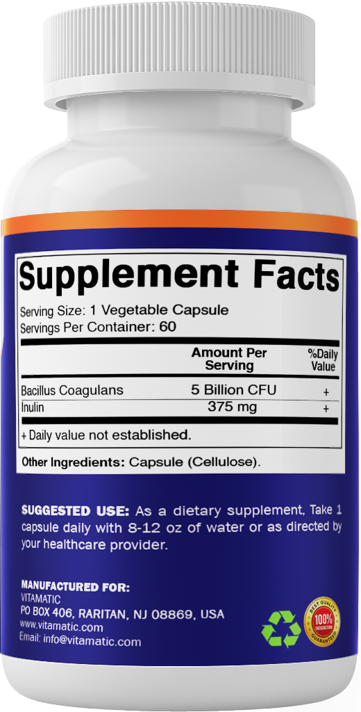 Bacillus Coagulans 5 Billion CFU, 60 Veg Capsules