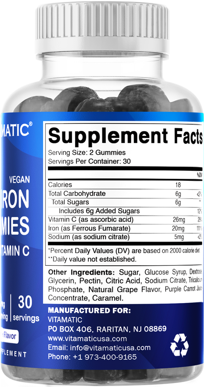 Iron 20 mg with Vitamin C 60 Vegan Gummies