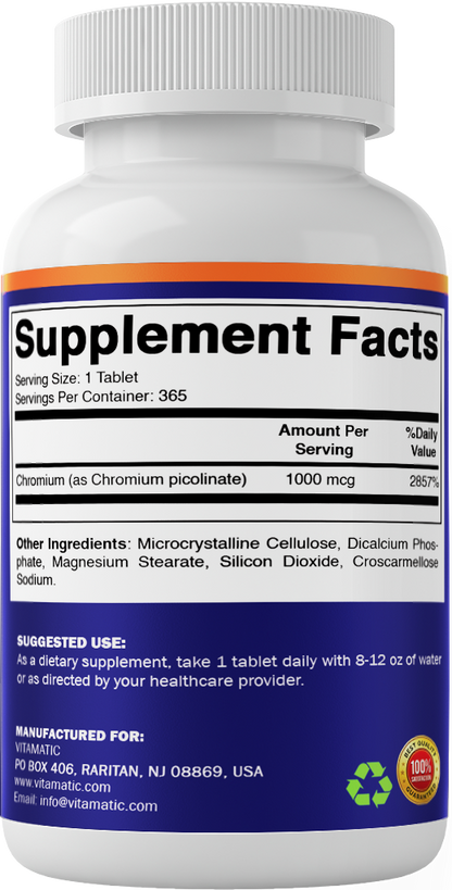 Chromium 1000 mcg Tablets