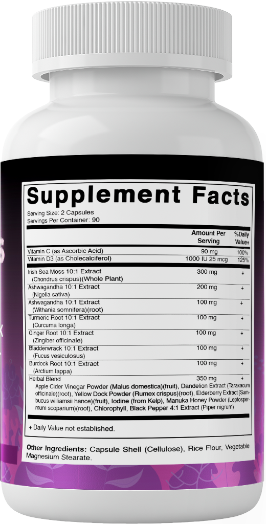 Sea Moss 3000mg + Black Seed Oil & Ashwagandha Capsules