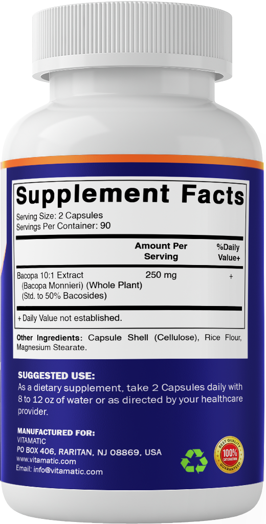 Bacopa Monnieri 10:1 Extract, 120 Capsules