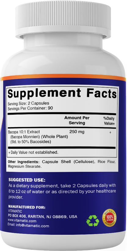 Bacopa Monnieri 10:1 Extract, 120 Capsules