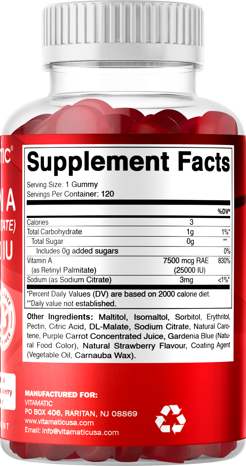Sugar Free Vitamin A 25000 IU - 120 Gummies