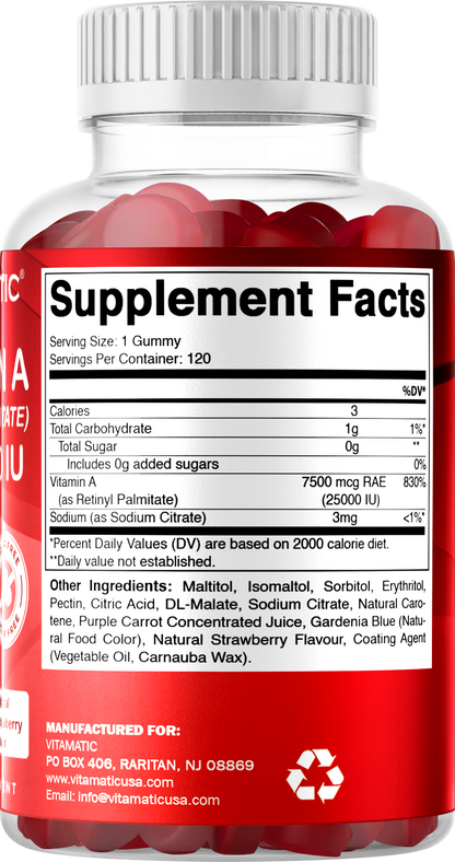 Sugar Free Vitamin A 25000 IU - 120 Gummies