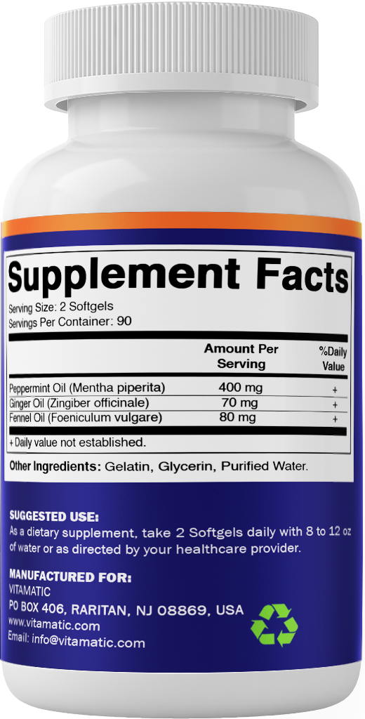 Peppermint Oil Supplement, 180 Softgels