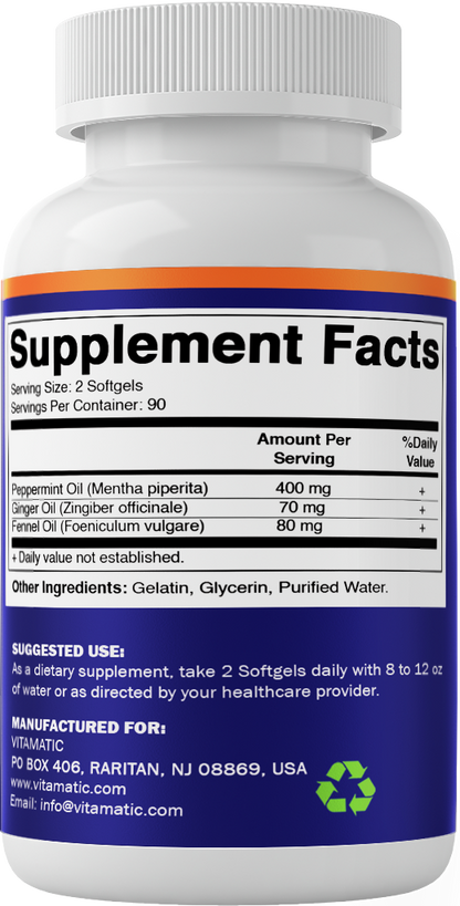 Peppermint Oil Supplement, 180 Softgels