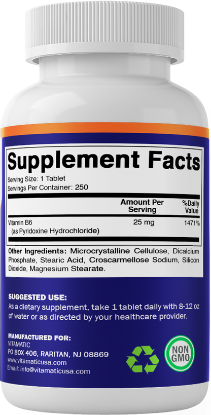 Vitamin B6 25 mg - 250 Tablets