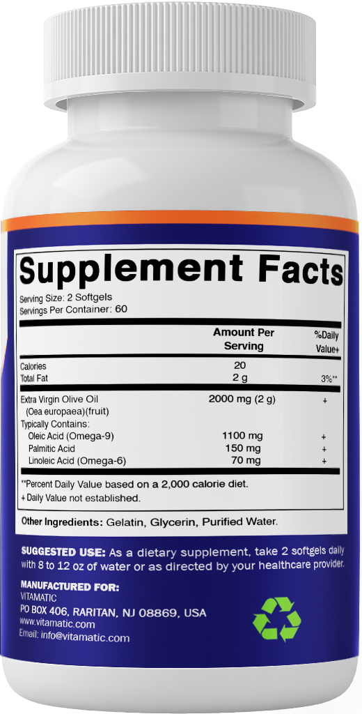 Extra Virgin Olive Oil 2000mg per Serving Softgels