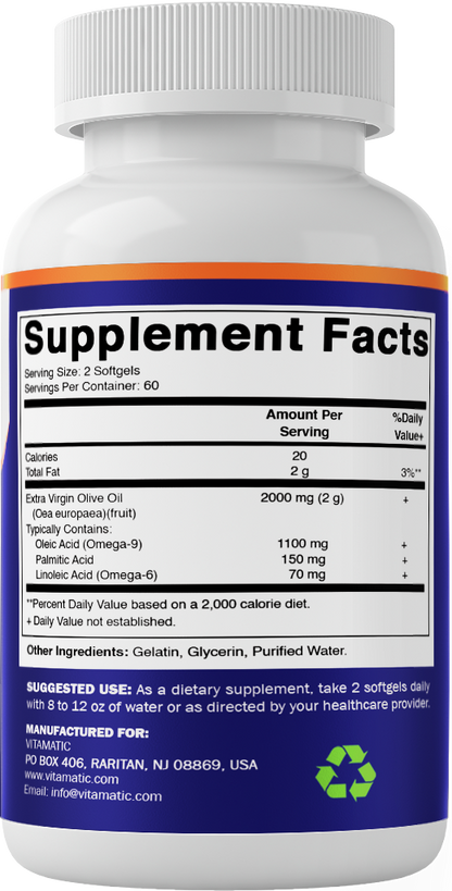 Extra Virgin Olive Oil 2000mg per Serving Softgels