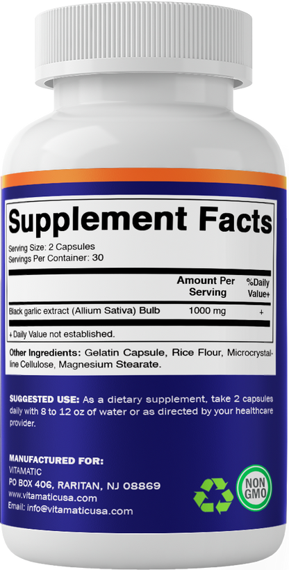 Fermented Black Garlic Extract 1000 mg 60 Capsules
