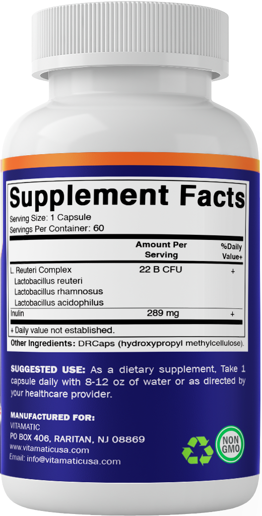Vitamatic Lactobacillus Reuteri Complex 22 Billion, 60 DR Capsules