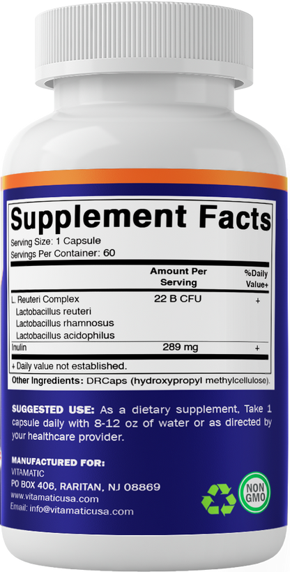 Vitamatic Lactobacillus Reuteri Complex 22 Billion, 60 DR Capsules