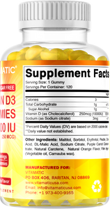 Sugar Free Vitamin D3 10000 IU 120 Gummies