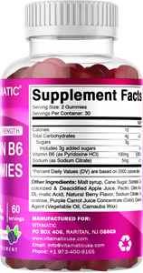 Vitamin B6 100mg per serving - Berry Flavor - 60 Gummies