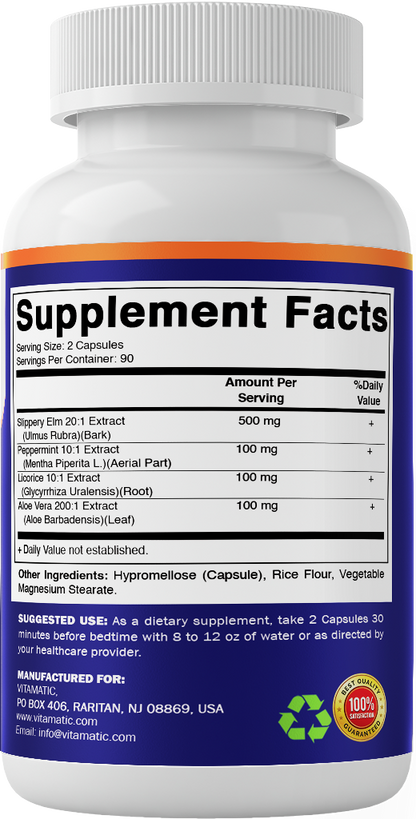 Slippery Elm Bark 10000mg equivalent, 180 Veg Capsules
