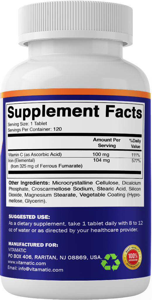 Ferrous Fumarate + Vitamin C, 120 Tablets