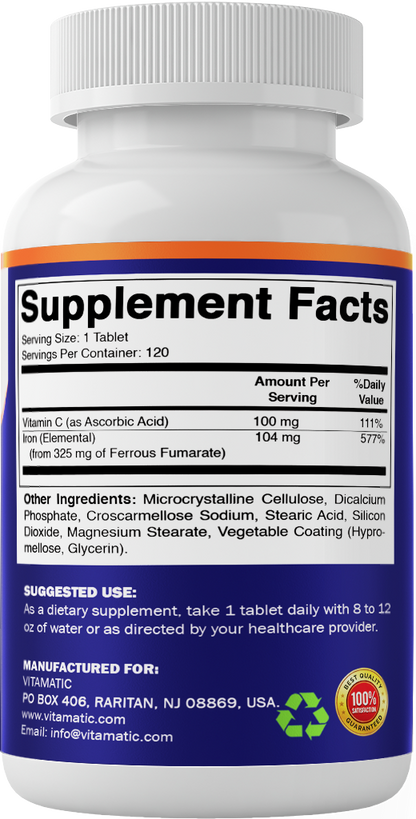 Ferrous Fumarate + Vitamin C, 120 Tablets