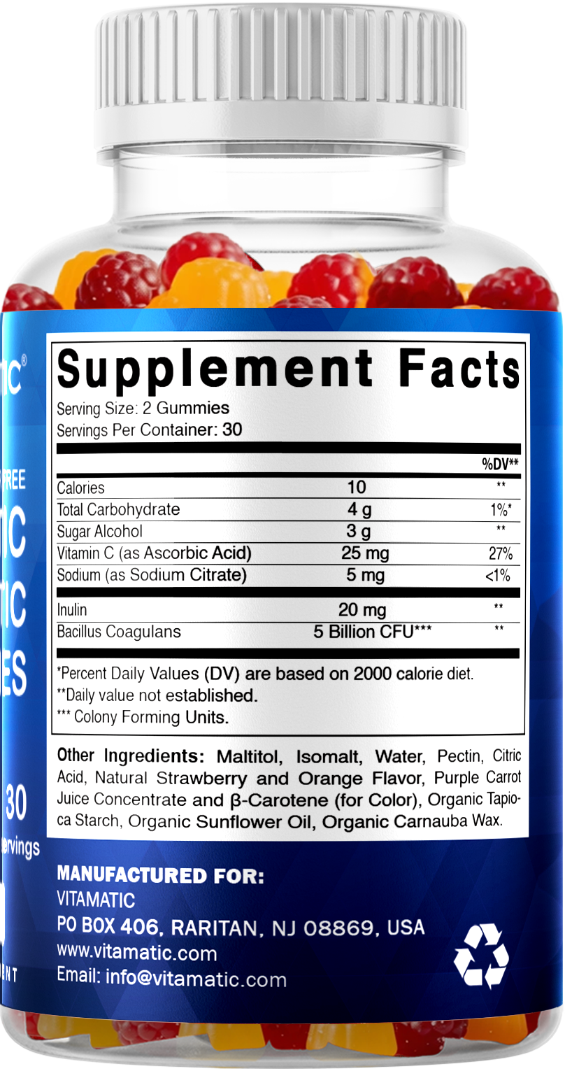 Vitamatic Sugar Free Probiotic 5 Billion CFU, 60 Gummies