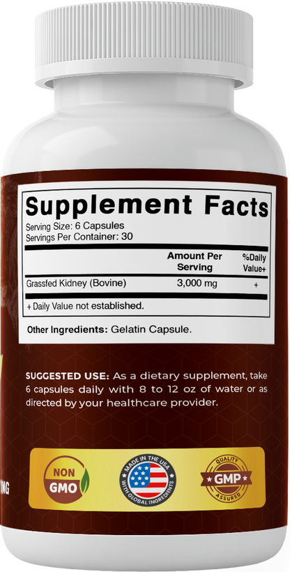 Vitamatic Grass-Fed Beef Kidney + Liver, 180 Capsules