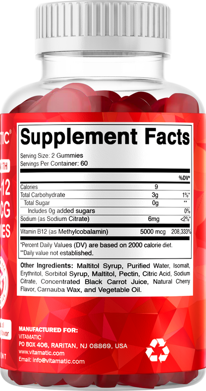 Vitamatic Sugar-Free Methyl B12 5000 mcg, 120 Gummies