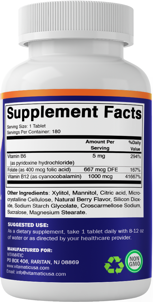 Folic Acid B6 & B12 - 180 Tablets