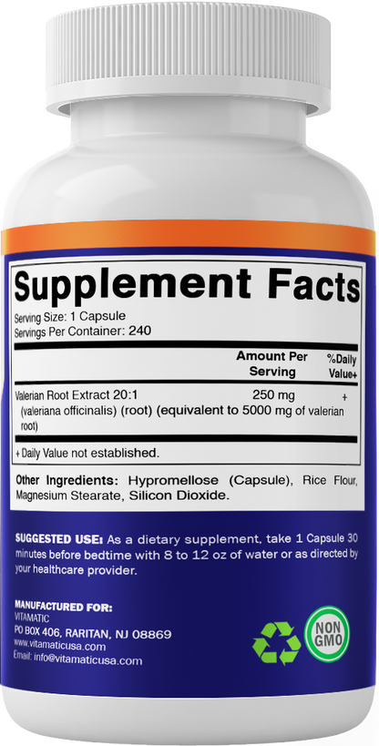 Valerian Root 5000 mg Equivalent per Capsule  240 Capsules