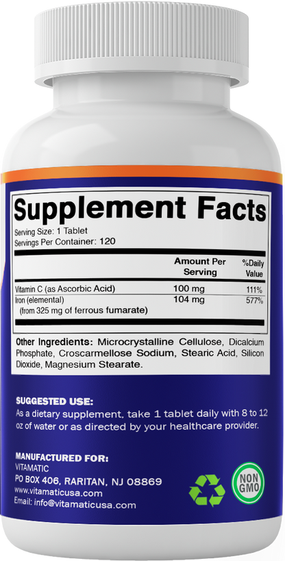 Ferrous Fumarate 325 mg + Vitamin C 100 mg - 120 Tablets