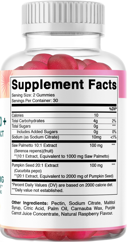 Sugar Free Saw Palmetto with Pumpkin Seed 3000 mg  - 60 Gummies