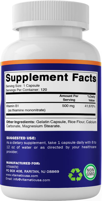 Vitamin B1 (Thiamine) 500mg - 120 Capsule