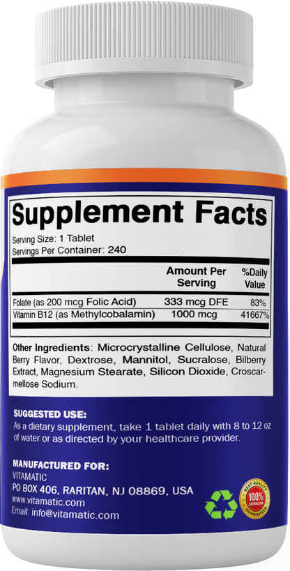Methyl B12 1000 mcg Fast Dissolve, 240 Tablets