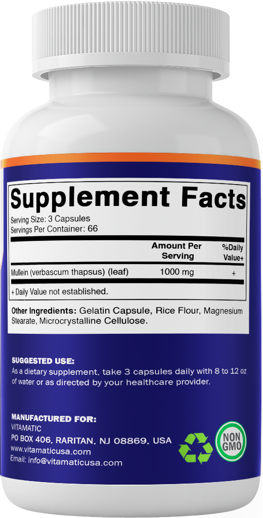 Mullein Leaf Extract 1000 mg - 200 Capsules