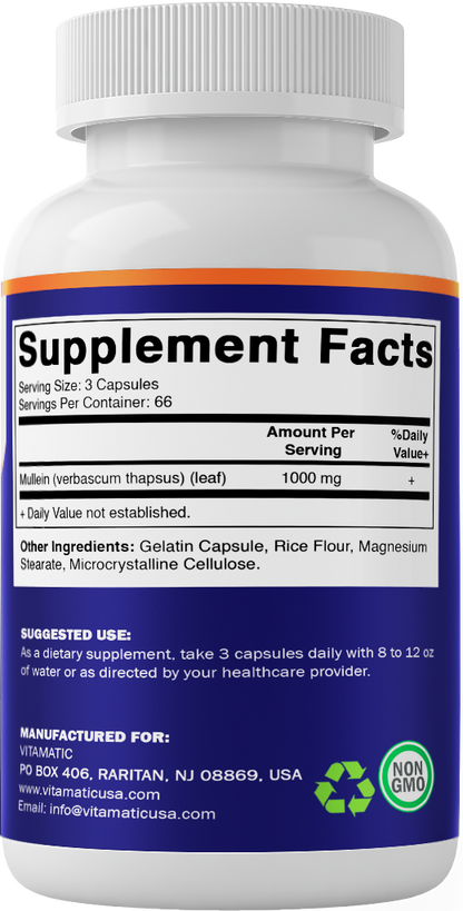 Mullein Leaf Extract 1000 mg - 200 Capsules