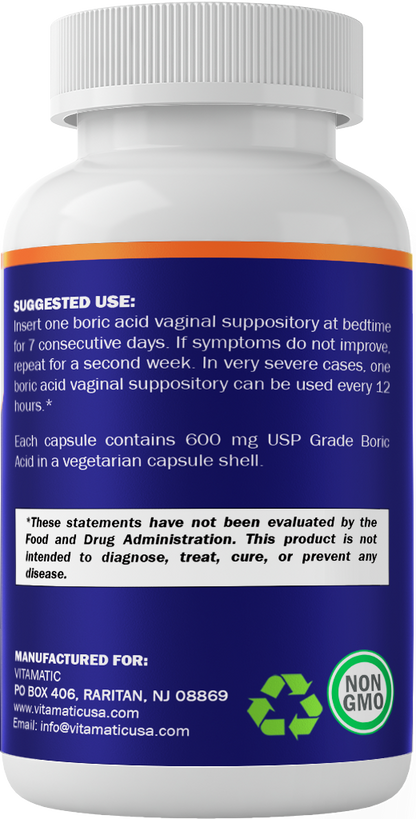 Boric Acid 600mg - 60 Vaginal Suppository