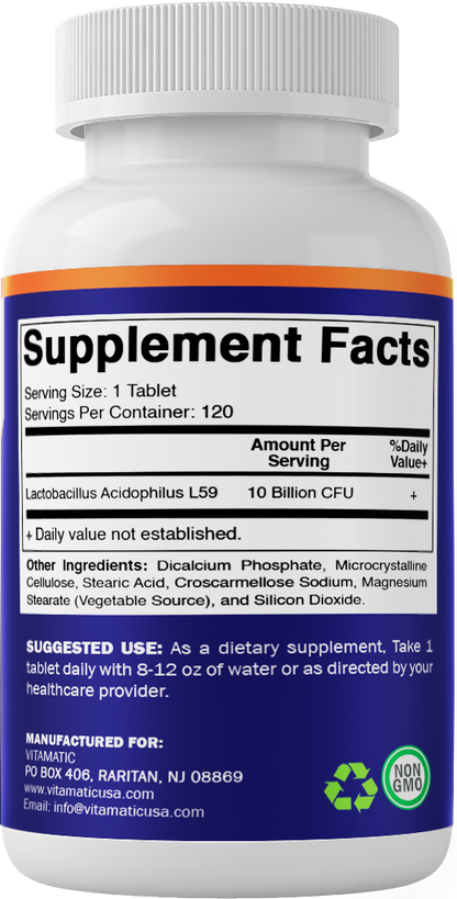 Acidophilus Probiotic 10 Billion CFU Daily Probiotic Supplement 120 Tablets