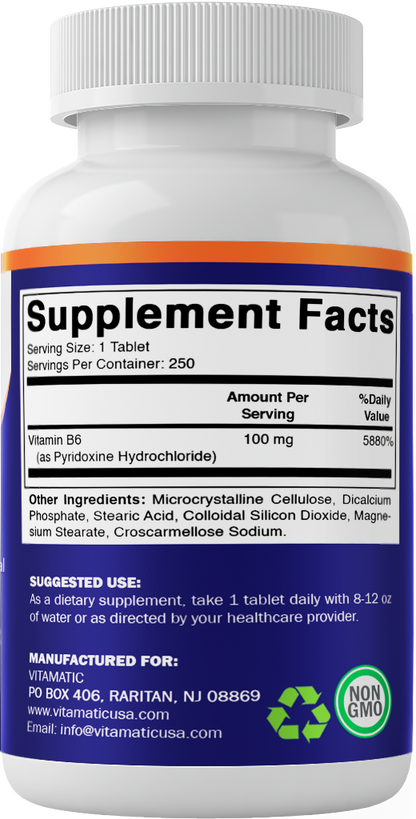 Vitamin B6 100 mg - 250 Tablets